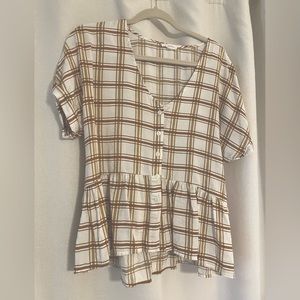 Blu Pepper brown gingham blouse